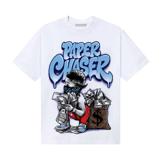 University Blue Sneakers DopeSkill T-Shirt Paper Chaser Boy Graphic Streetwear - White