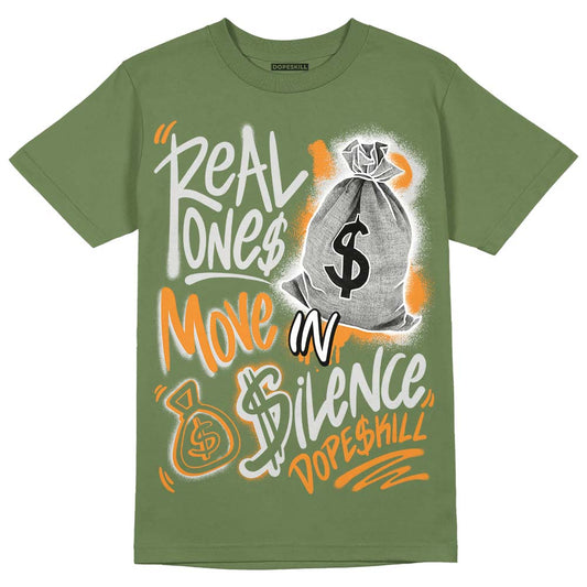 Jordan 5 "Olive" DopeSkill Olive T-Shirt Real Ones Move In Silence Graphic Streetwear 