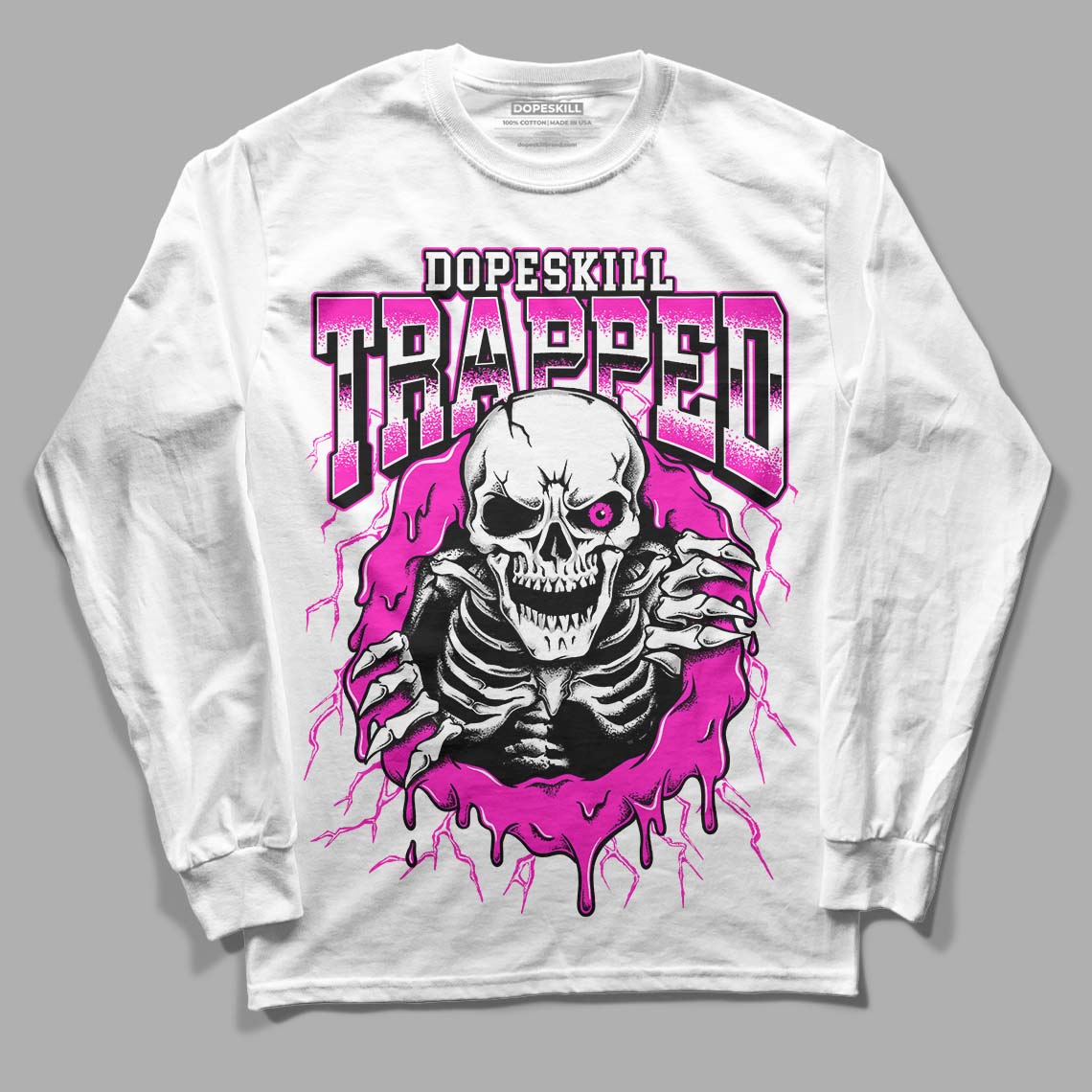 Dunk Low GS “Active Fuchsia” DopeSkill Long Sleeve T-Shirt Trapped Halloween Graphic Streetwear - White