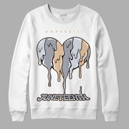 Jordan 4 Retro Frozen Moments DopeSkill Sweatshirt Juneteenth Heart Graphic Streetwear - White 