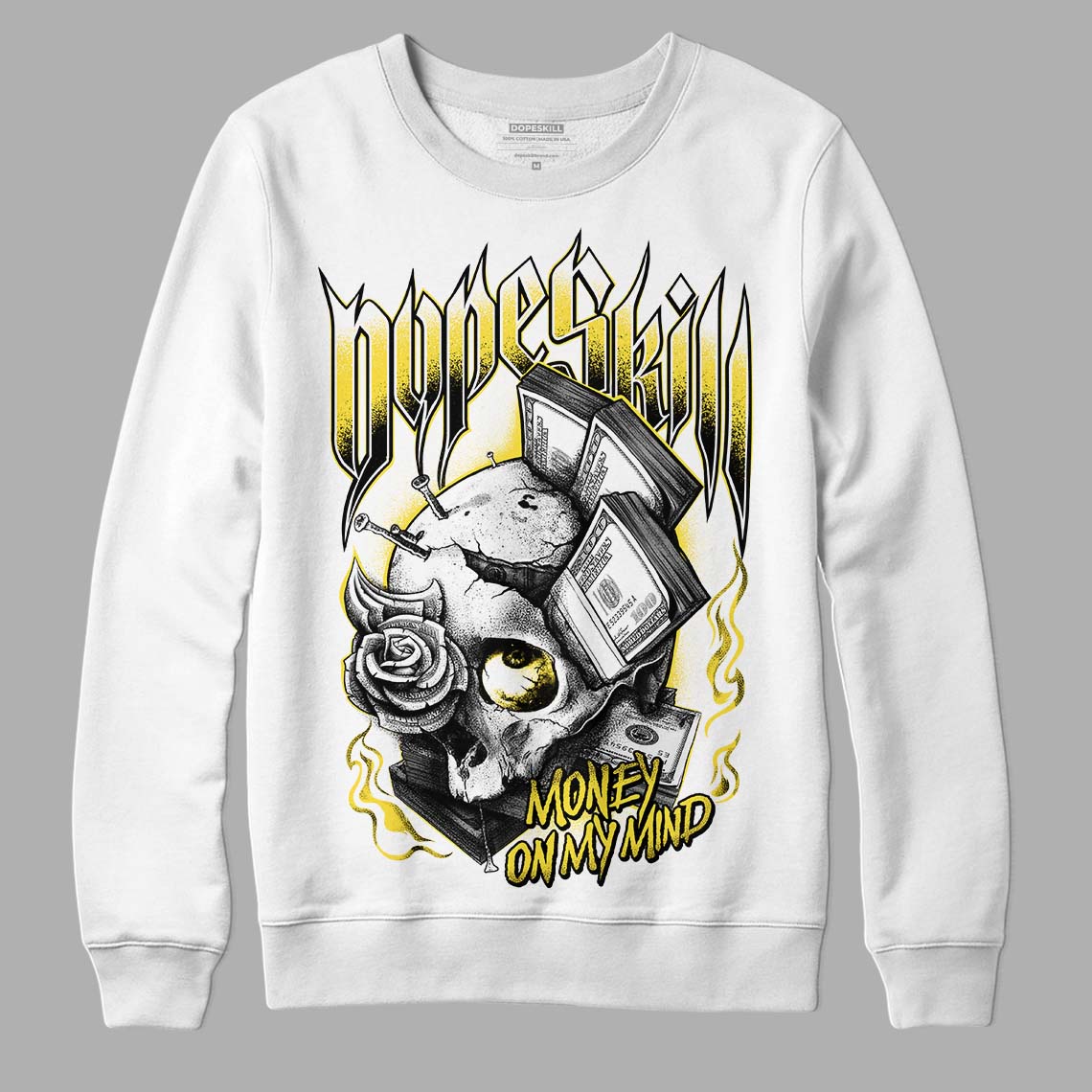 Jordan 11 Low 'Yellow Snakeskin' DopeSkill Sweatshirt Money On My Mind Graphic Streetwear - White