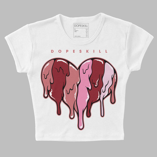 Valentine's Day Collection DopeSkill Women's Crop Top Slime Drip Heart Graphic Streetwear - White 