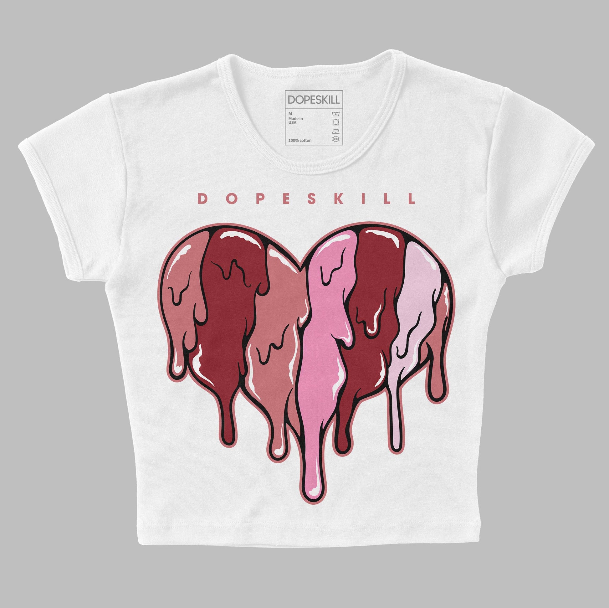 Valentine's Day Collection DopeSkill Women's Crop Top Slime Drip Heart Graphic Streetwear - White 