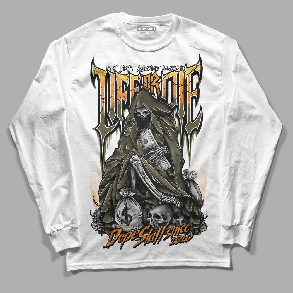 Jordan 5 "Olive" DopeSkill Long Sleeve T-Shirt Life or Die Graphic Streetwear - White