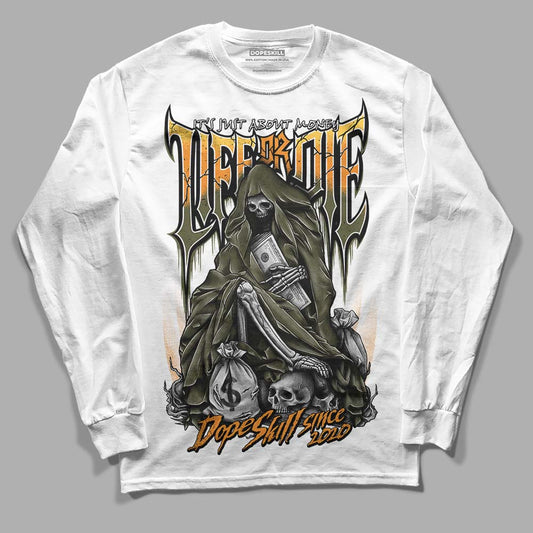 Jordan 5 "Olive" DopeSkill Long Sleeve T-Shirt Life or Die Graphic Streetwear - White