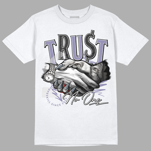 Jordan 5 Retro Low Indigo Haze DopeSkill T-Shirt Trust No One Graphic Streetwear - White