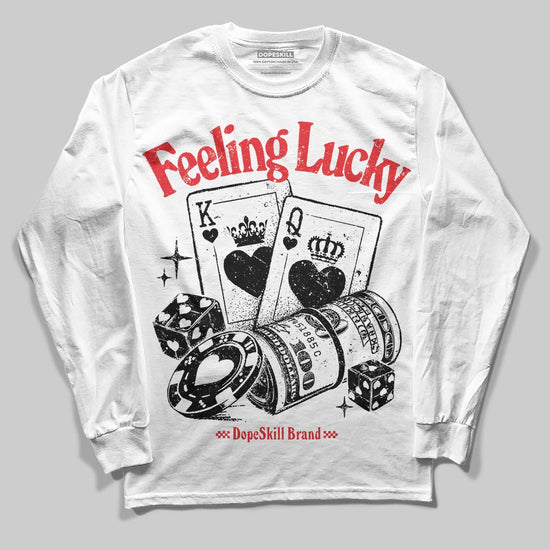 Black and White Sneakers DopeSkill Long Sleeve T-Shirt Feeling Lucky Graphic Streetwear - White 