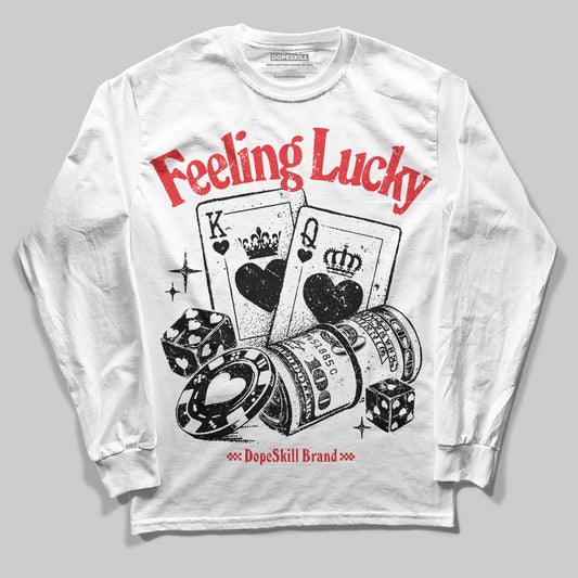 Black and White Sneakers DopeSkill Long Sleeve T-Shirt Feeling Lucky Graphic Streetwear - White 