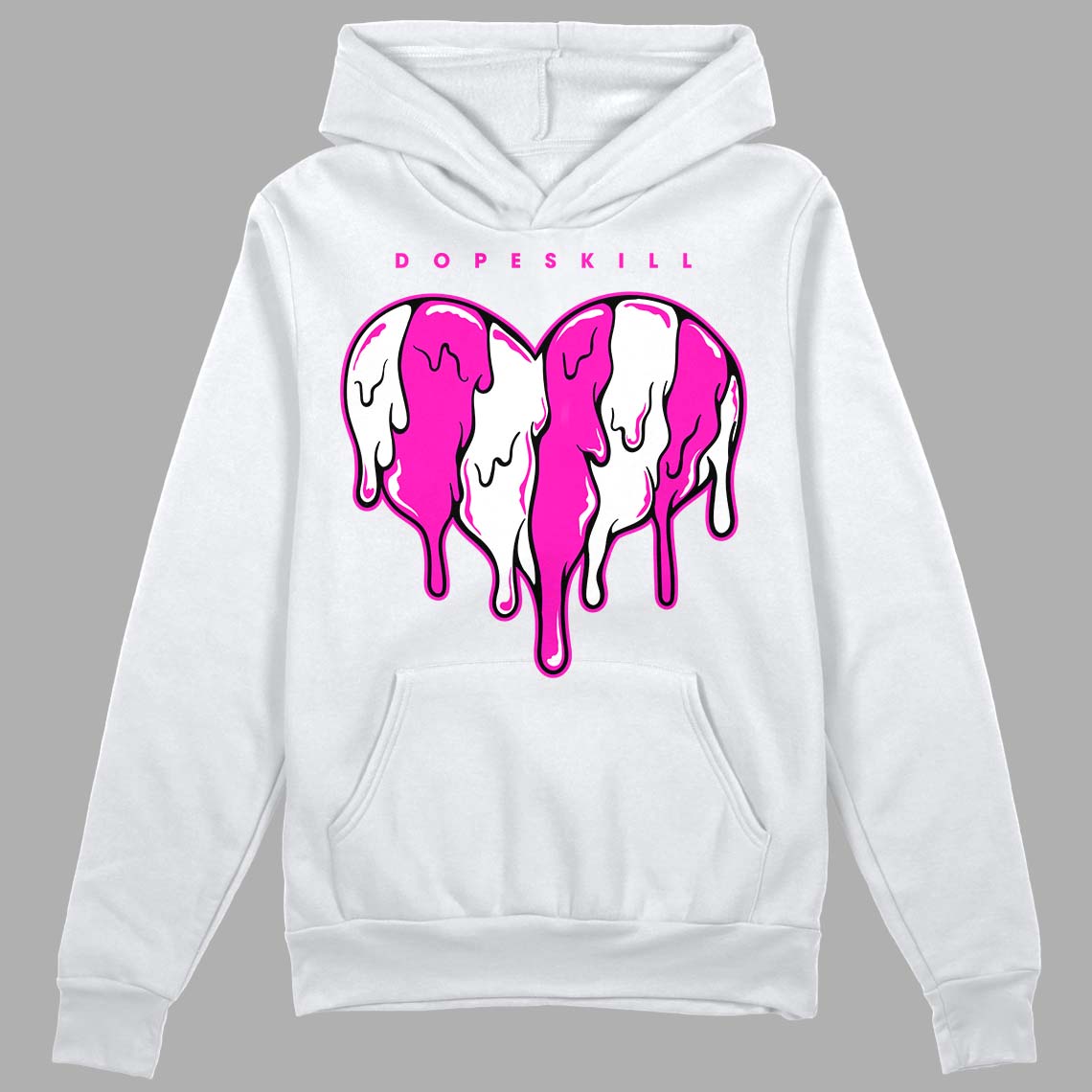 Dunk Low GS “Active Fuchsia” DopeSkill Hoodie Sweatshirt Slime Drip Heart Graphic Streetwear - White