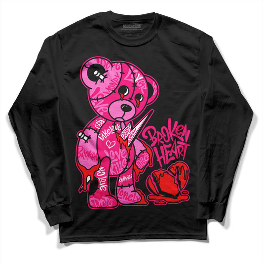 Jordan 1 Low GS “Fierce Pink” Dopeskill Long Sleeve T-Shirt Broken Heart Graphic Streetwear - Black