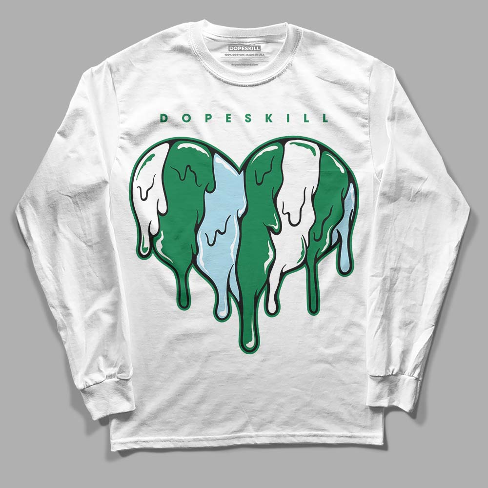 Jordan 5 “Lucky Green” DopeSkill Long Sleeve T-Shirt Slime Drip Heart Graphic Streetwear - White