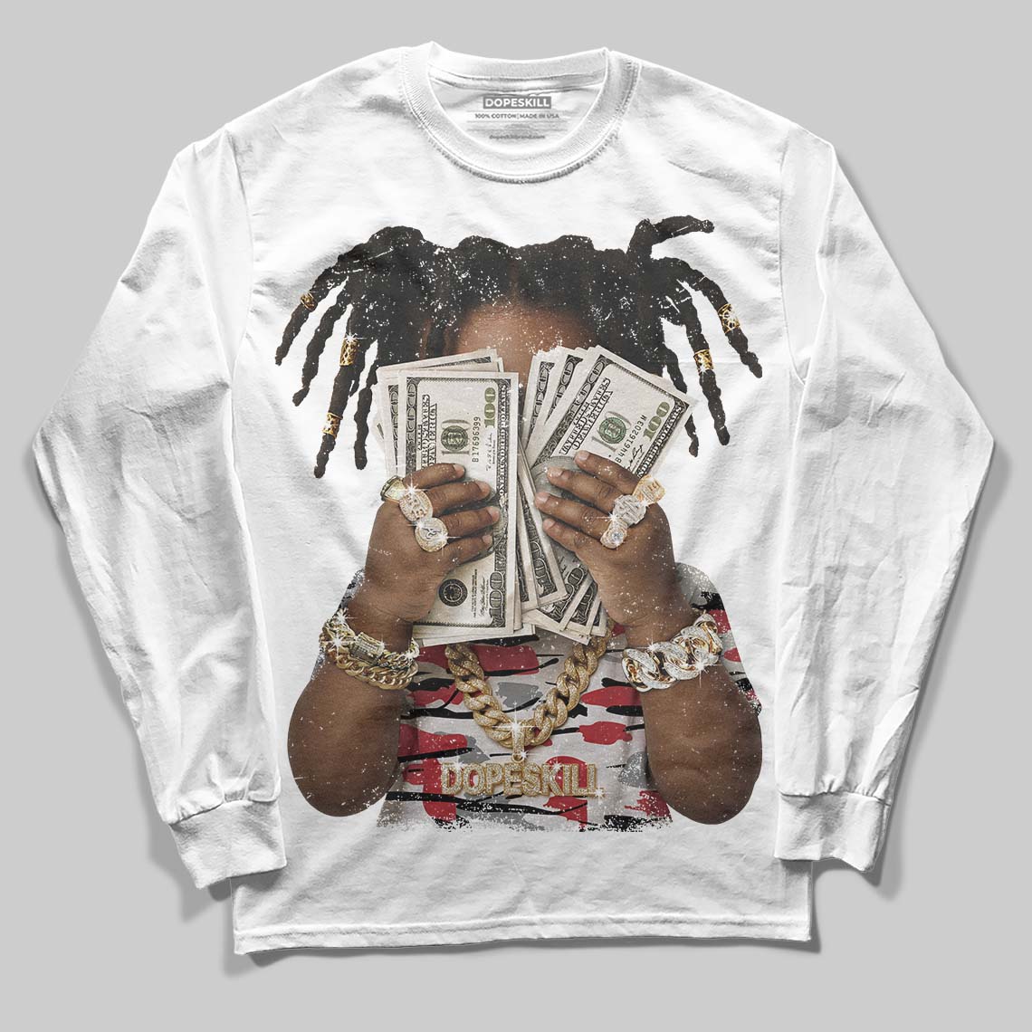 Jordan 8 Retro Bugs Bunny (2025) DopeSkill Long Sleeve T-Shirt Rich Youth Graphic Streetwear - White