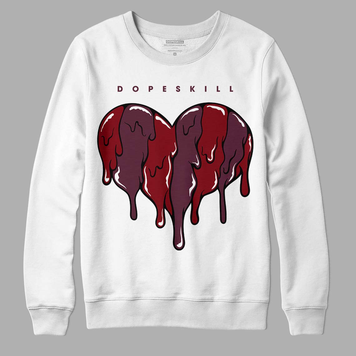 Jordan 5 Retro Burgundy (2023) DopeSkill Sweatshirt Slime Drip Heart Graphic Streetwear - White