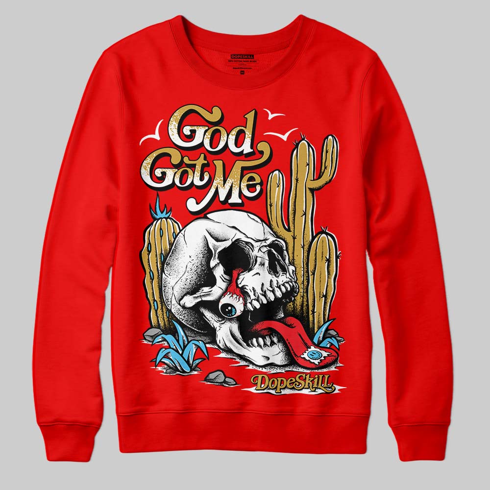 Red Sneakers DopeSkill Red Sweatshirt God Got Me Graphic Streetwear