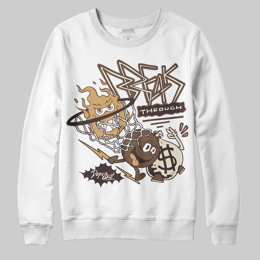 Jordan 5 “Earth/Metallic Gold” DopeSkill Sweatshirt Break Through Graphic Streetwear - White