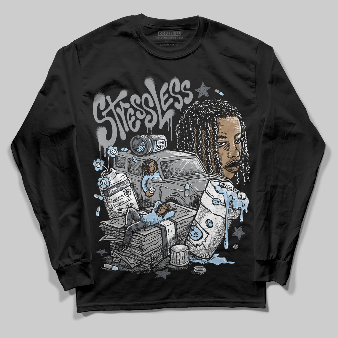 Jordan 5 Retro Wolf Grey (2026) DopeSkill Long Sleeve T-Shirt Stressless Graphic Streetwear - Black