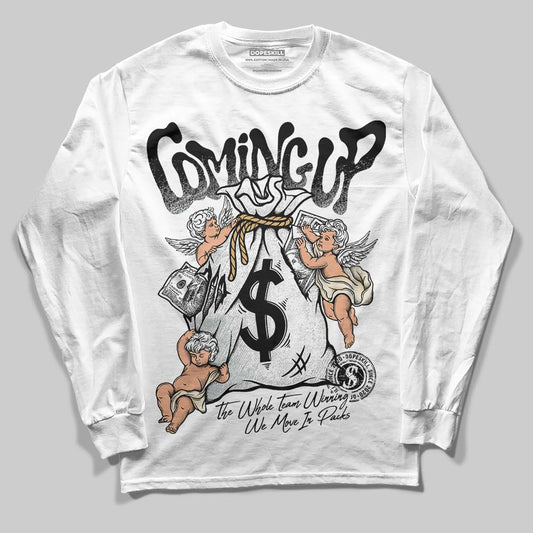 Jordan 5 Retro Reverse Metallic DopeSkill Long Sleeve T-Shirt Money Bag Coming Up Graphic Streetwear - White