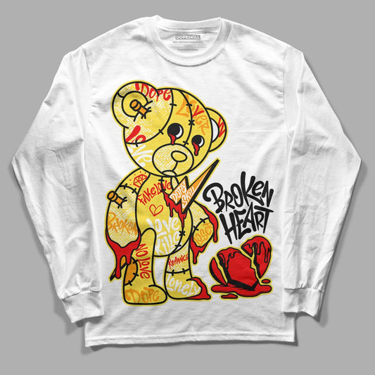 Jordan 11 Low 'Yellow Snakeskin' DopeSkill Long Sleeve T-Shirt Broken Heart Graphic Streetwear - White