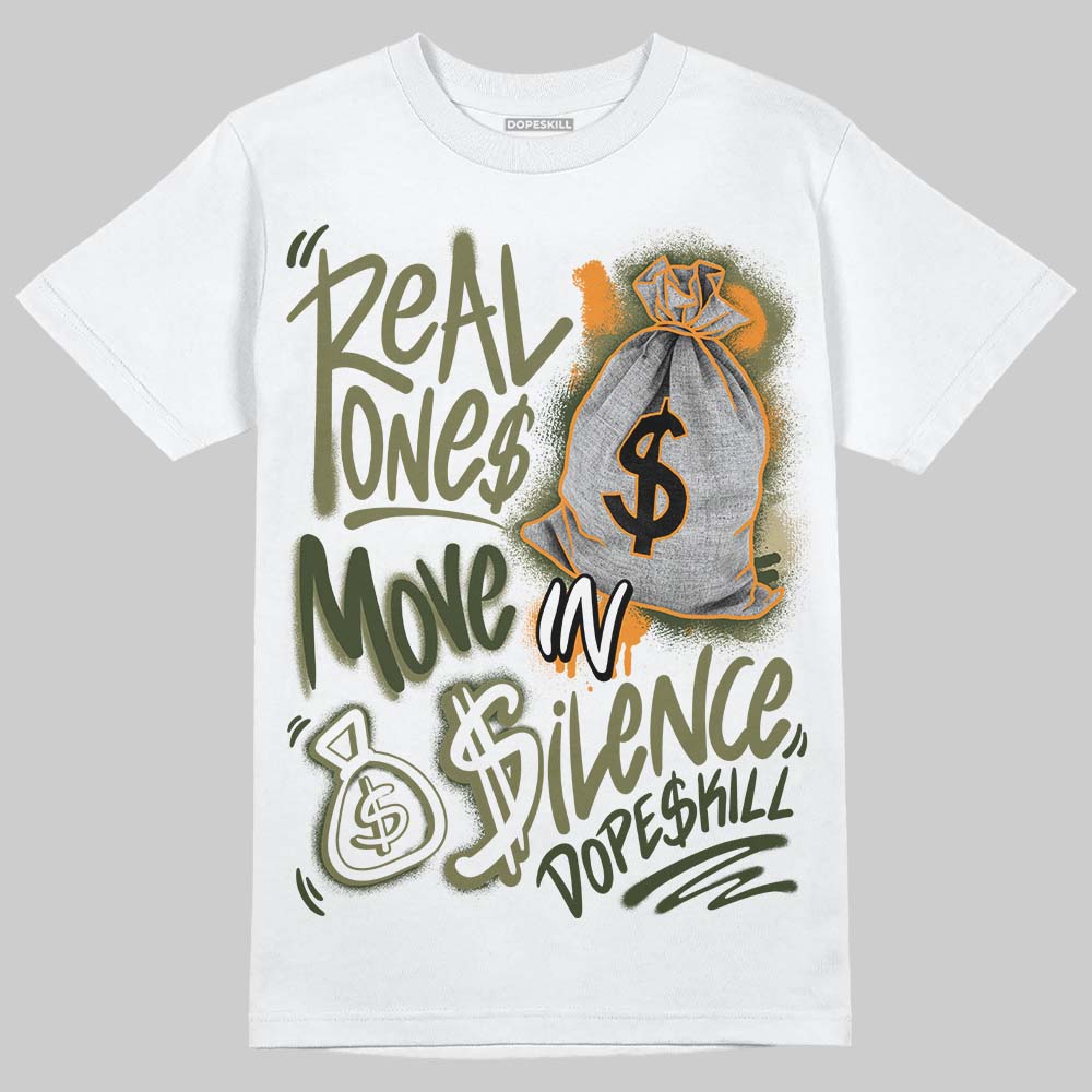 Olive Sneakers DopeSkill T-Shirt Real Ones Move In Silence Graphic Streetwear - White 