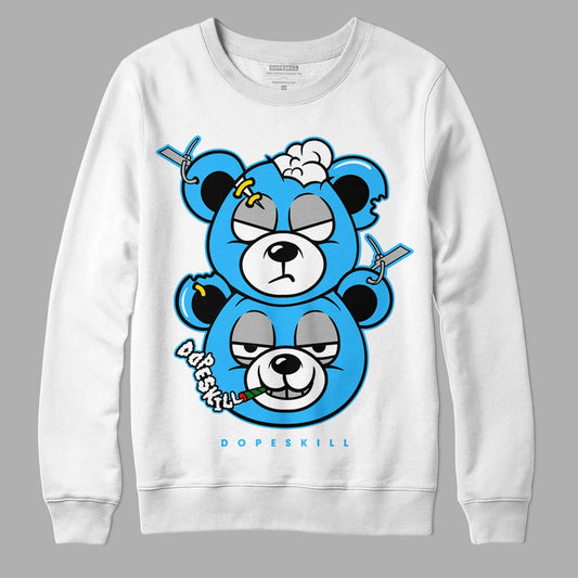 Jordan 2 Low "University Blue" DopeSkill Sweatshirt New Double Bear Graphic Streetwear - White