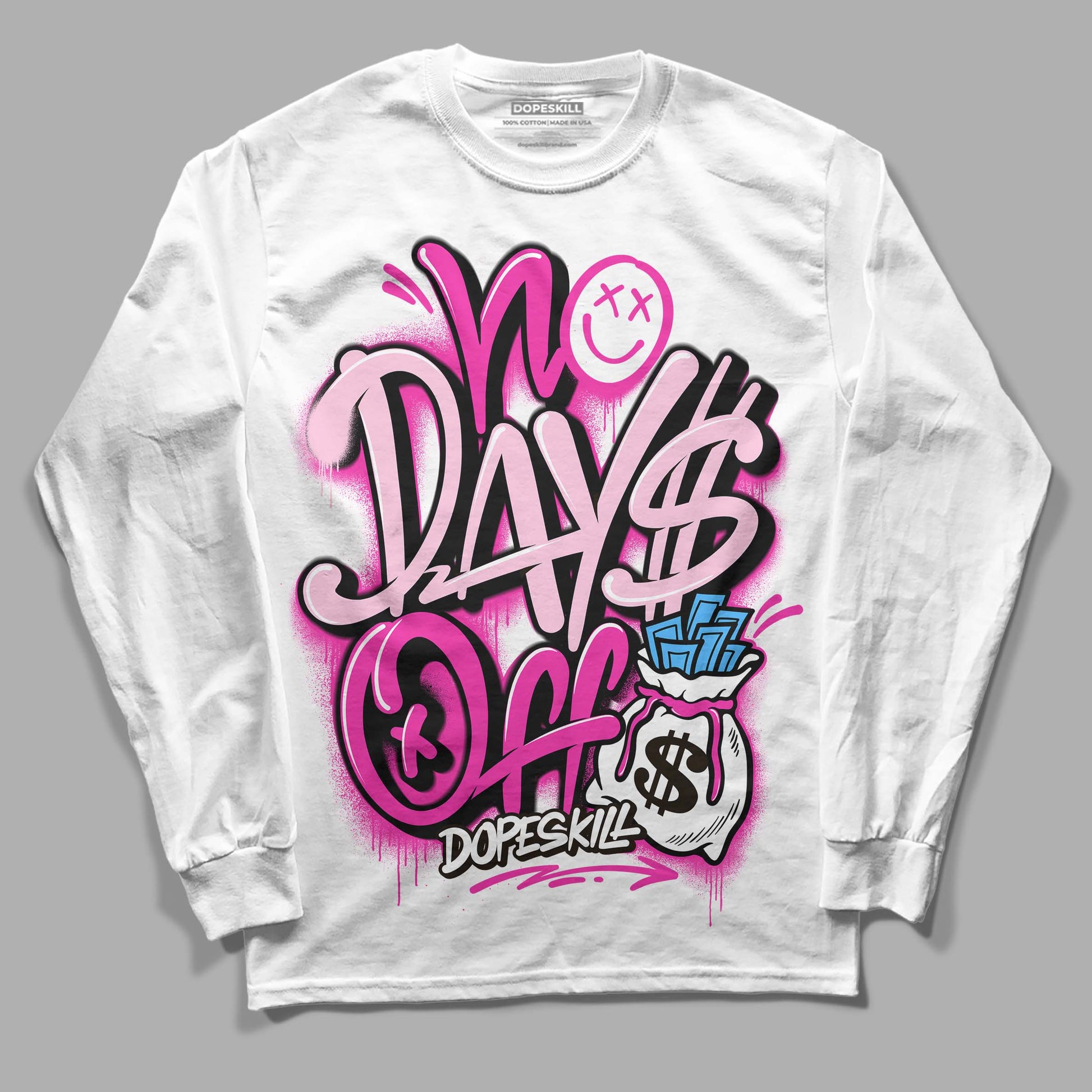 Pink Sneakers DopeSkill Long Sleeve T-Shirt No Days Off Graphic Streetwear - White