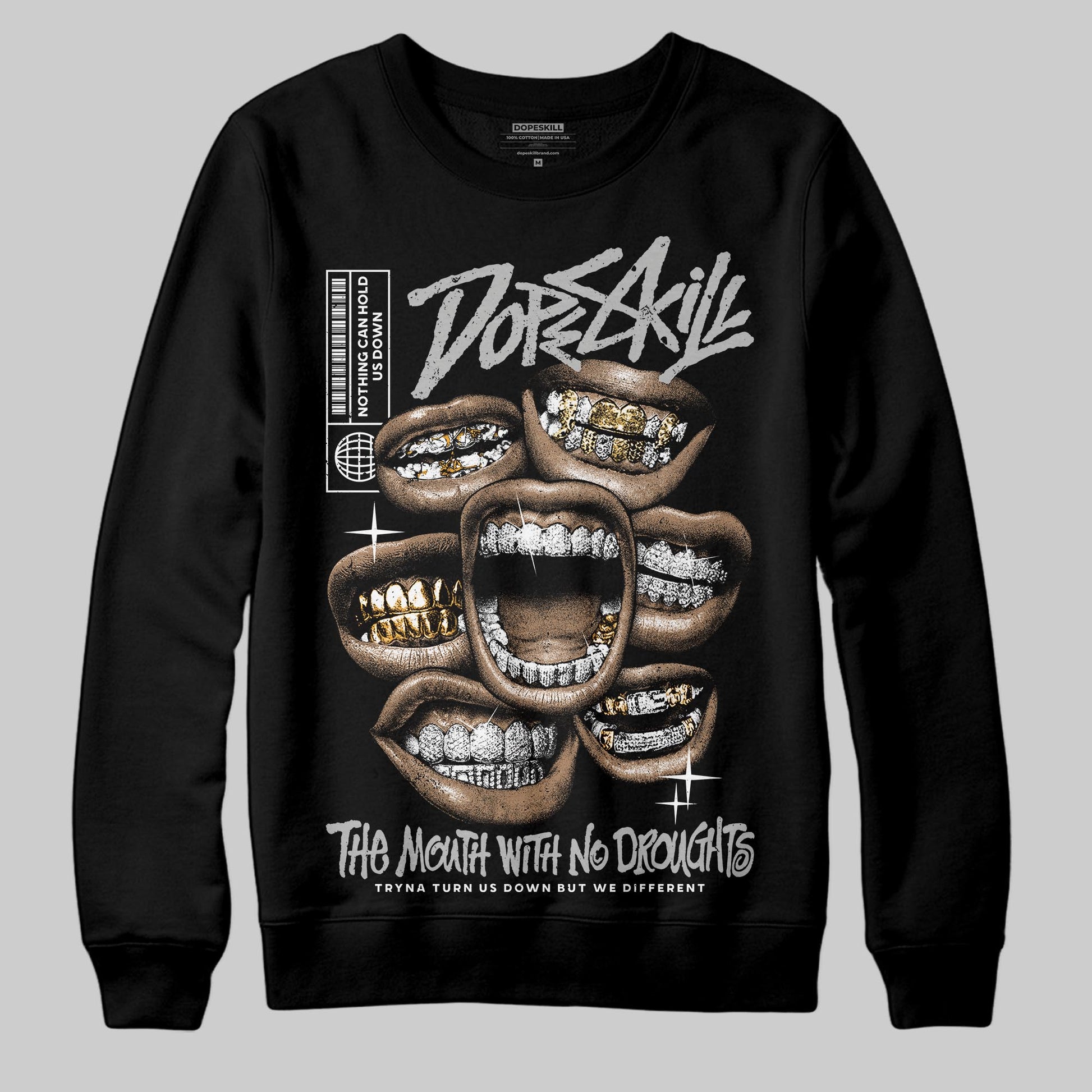Jordan 10 OG “Steel” DopeSkill Sweatshirt The Mouth With No Droughts Graphic Streetwear - Black