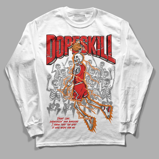 Jordan 3 Fire Red DopeSkill Long Sleeve T-Shirt Thunder Dunk Graphic Streetwear - White 