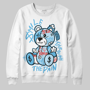 Jordan 11 Retro Legend Blue DopeSkill Sweatshirt Smile Through The Pain Graphic Streetwear - White