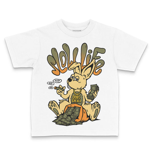 Olive Sneakers DopeSkill Toddler Kids T-shirt Slow Life Graphic Streetwear - White
