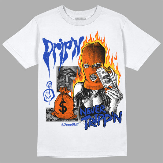 Dunk Low Futura Orange Blaze DopeSkill T-Shirt Drip'n Never Tripp'n Graphic Streetwear - White