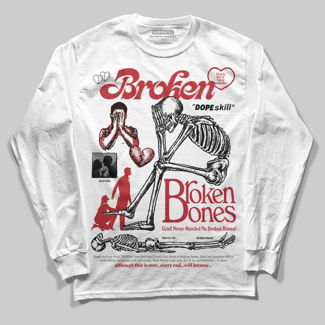 Jordan 8 Retro Bugs Bunny (2025) DopeSkill Long Sleeve T-Shirt Broken Bones Graphic Streetwear - White