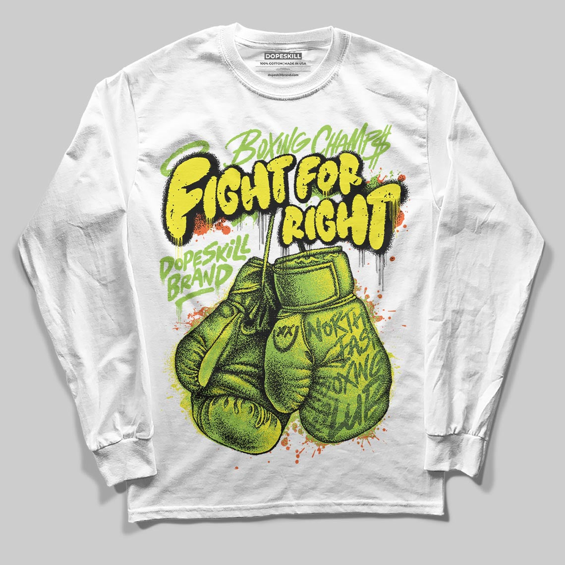 Neon Green Sneakers DopeSkill Long Sleeve T-Shirt Fight For Right Graphic Streetwear - White