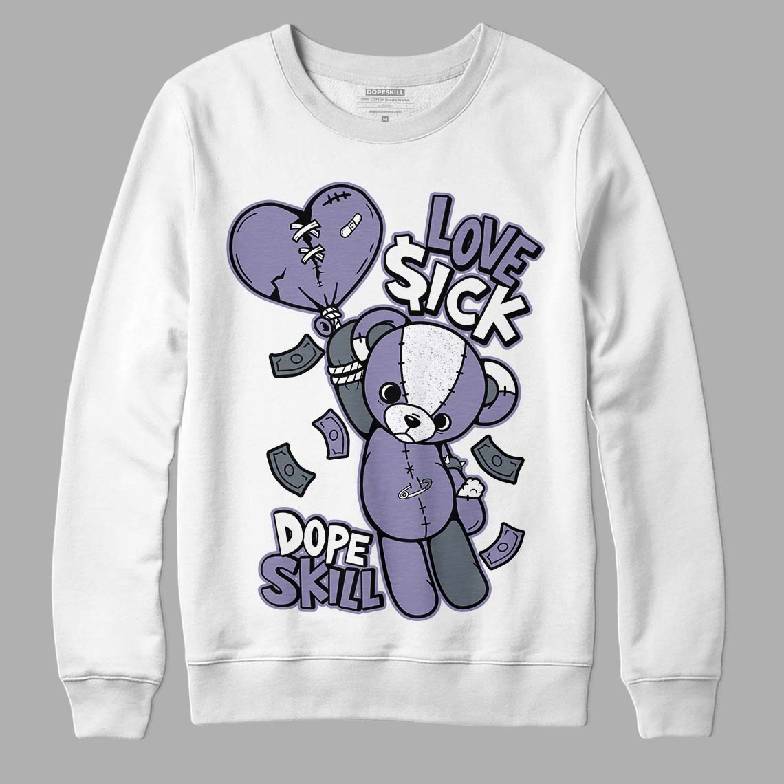 Jordan 5 Retro Low Indigo Haze DopeSkill Sweatshirt Love Sick Graphic Streetwear - White