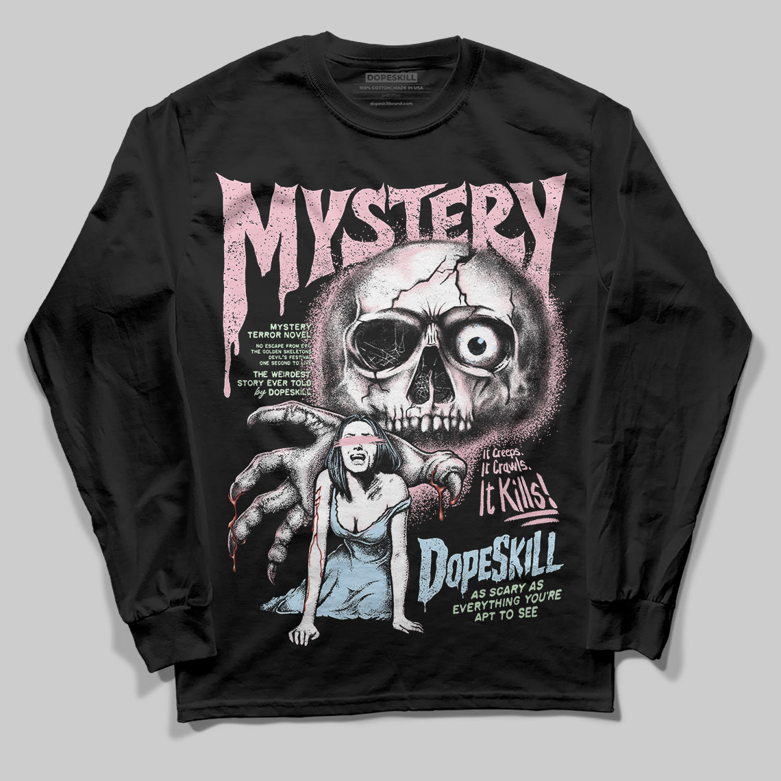 Jordan 4 Retro Valentine's Day (2026) (GS) DopeSkill Long Sleeve T-Shirt Mystery Ghostly Grasp Graphic Streetwear - Black