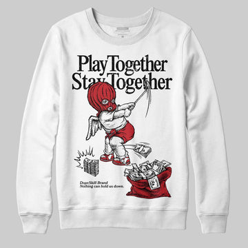 Jordan 5 Retro Fire Red Black Tongue (2025) DopeSkill Sweatshirt Play together, Stay together Graphic Streetwear - White