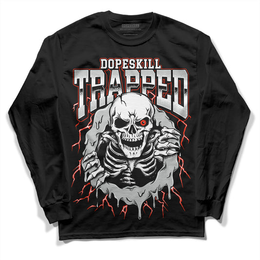 Jordan 4 Black Canvas DopeSkill Long Sleeve T-Shirt Trapped Halloween Graphic Streetwear - Black