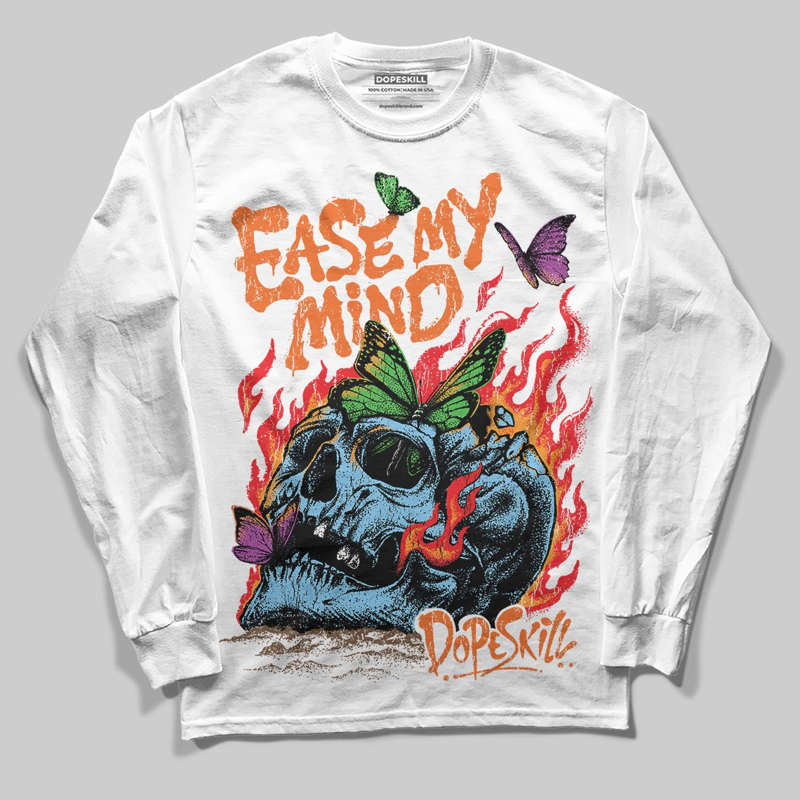 Orange, Black and White Sneakers DopeSkill Long Sleeve T-Shirt Ease My Mind Graphic Streetwear - White