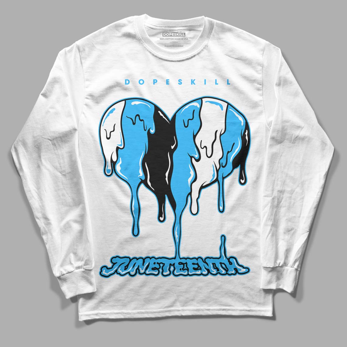 Jordan 1 High Retro OG “University Blue” DopeSkill Long Sleeve T-Shirt Juneteenth Heart Graphic Streetwear - WHite