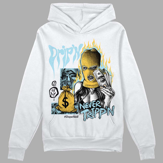 Jordan 13 “Blue Grey” DopeSkill Hoodie Sweatshirt Drip'n Never Tripp'n Graphic Streetwear - White