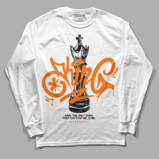 Orange, Black & White Sneakers DopeSkill Long Sleeve T-Shirt King Chess Graphic Streetwear - White 