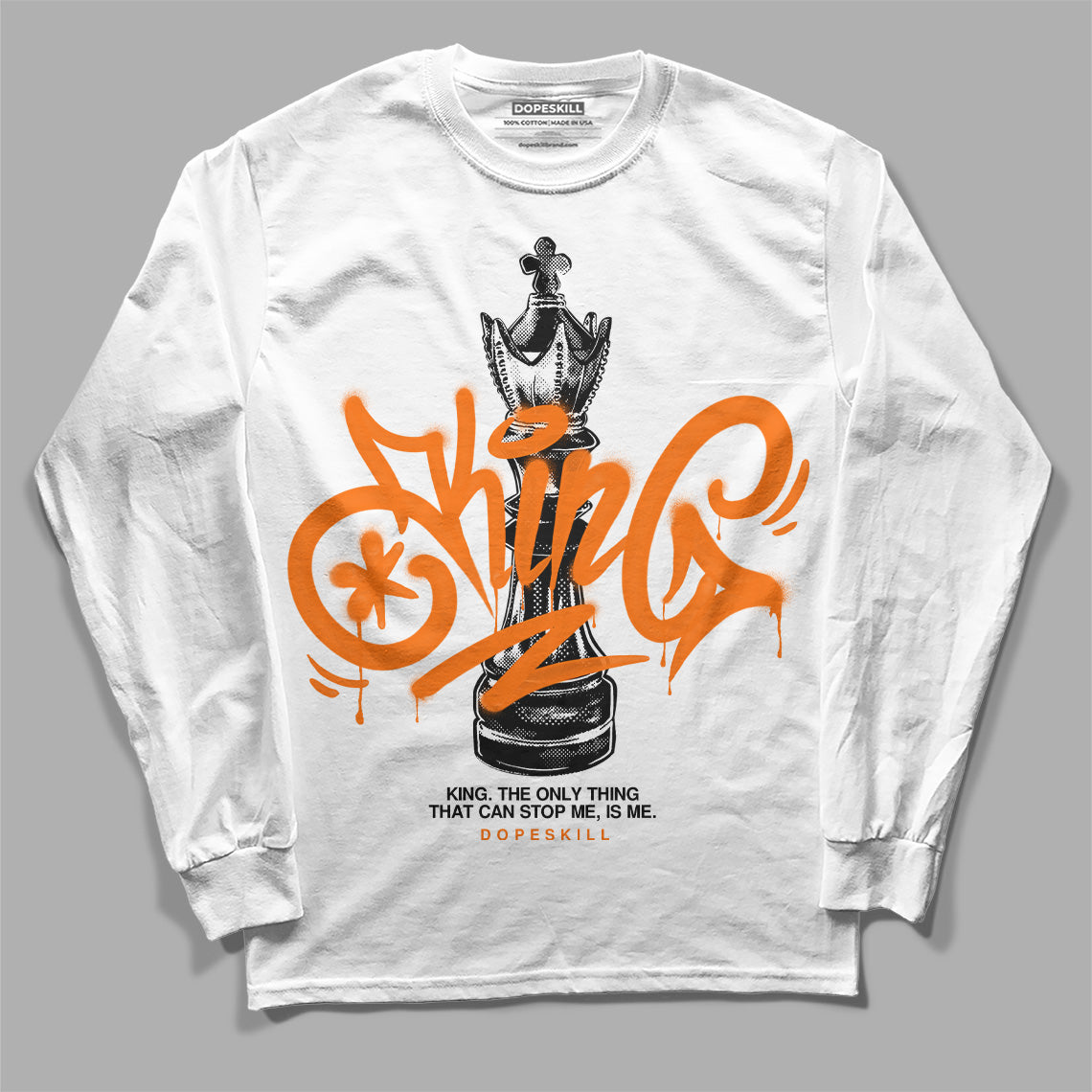 Orange, Black & White Sneakers DopeSkill Long Sleeve T-Shirt King Chess Graphic Streetwear - White 