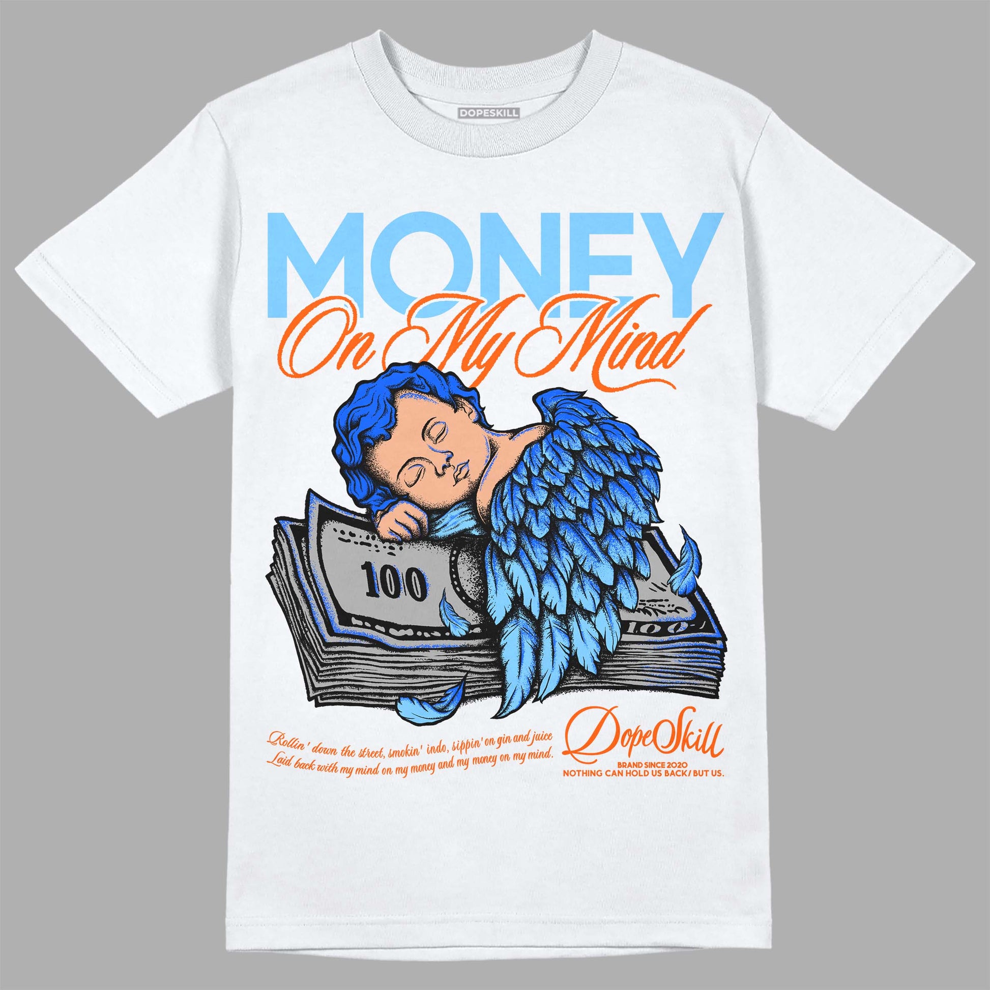 Dunk Low Futura University Blue DopeSkill T-Shirt MOMM Graphic Streetwear - White