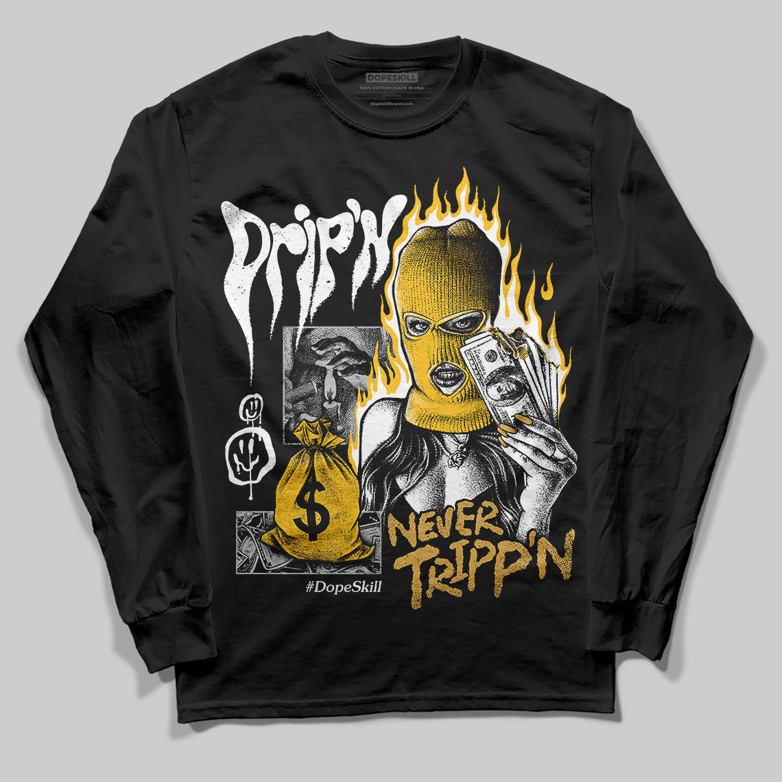 Jordan 12 "Phantom" DopeSkill Long Sleeve T-Shirt Drip'n Never Tripp'n Graphic Streetwear - Black