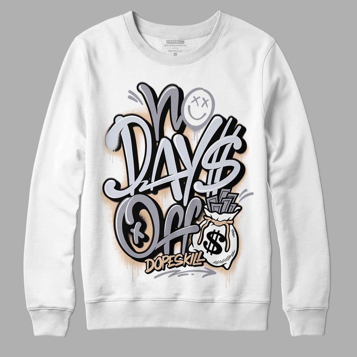 Jordan 4 Retro Frozen Moments DopeSkill Sweatshirt No Days Off Graphic Streetwear - White 