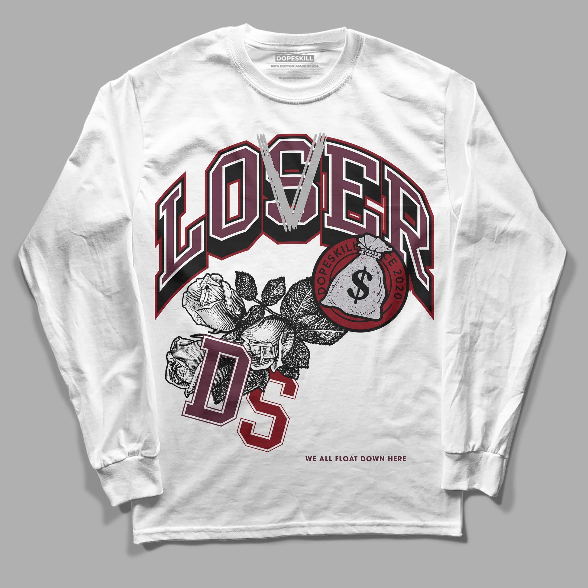 Jordan 5 Retro Burgundy (2023) DopeSkill Long Sleeve T-Shirt Loser Lover Graphic Streetwear - White