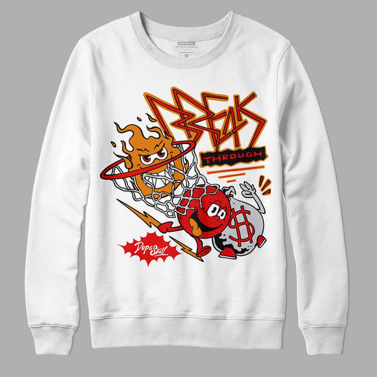 Jordan 4 Retro Red Cement DopeSkill Sweatshirt Break Through Graphic Streetwear - White