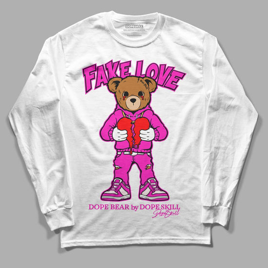 Dunk Low GS “Active Fuchsia” DopeSkill Long Sleeve T-Shirt Fake Love Graphic Streetwear - White