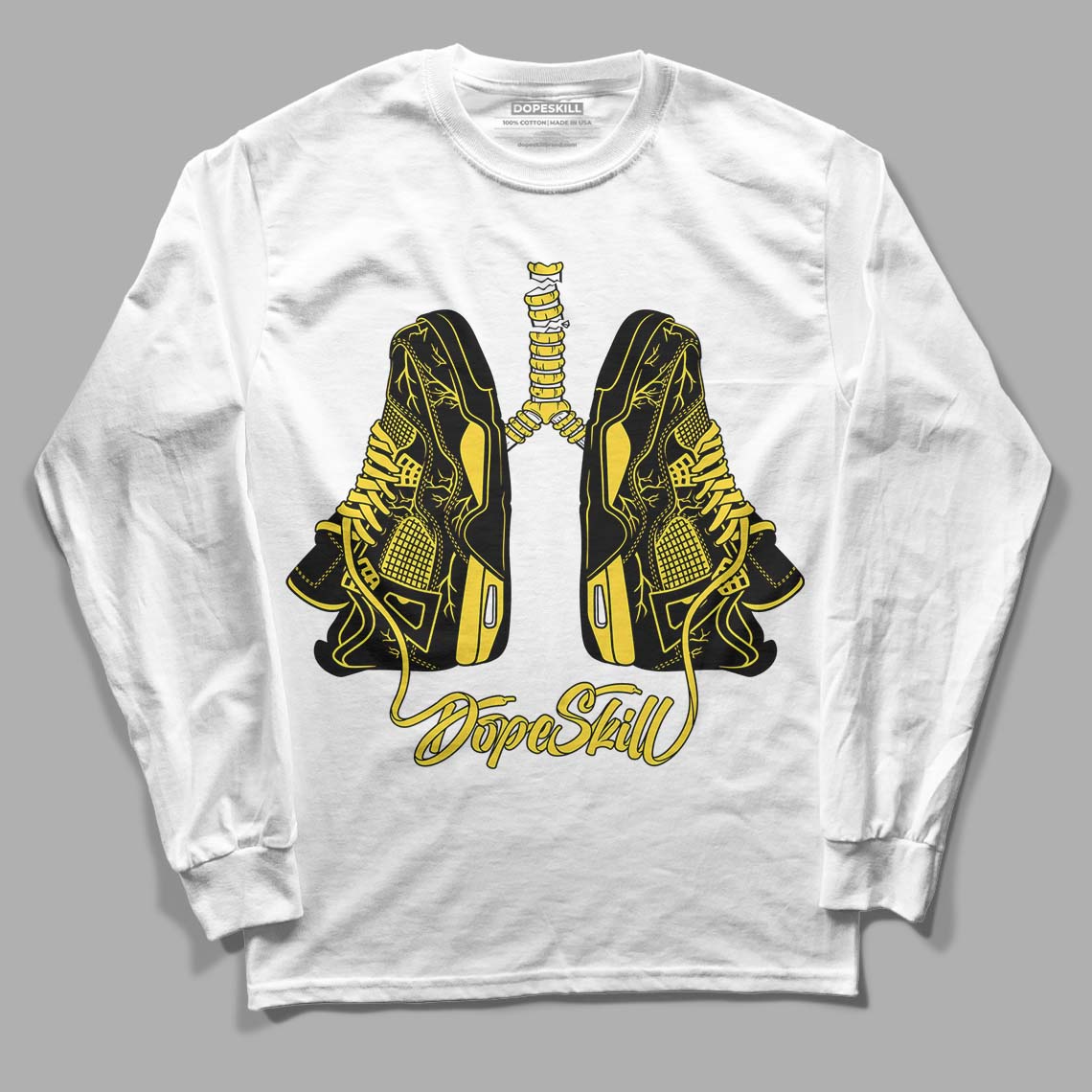 Jordan 4 Tour Yellow Thunder DopeSkill Long Sleeve T-Shirt Breathe Graphic Streetwear - White