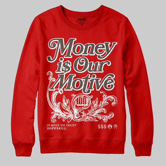 Adidas Samba OG Cloud White Better Scarlet Supplier Colour DopeSkill Sweatshirt Money Is Our Motive Typo Graphic Streetwear - Red