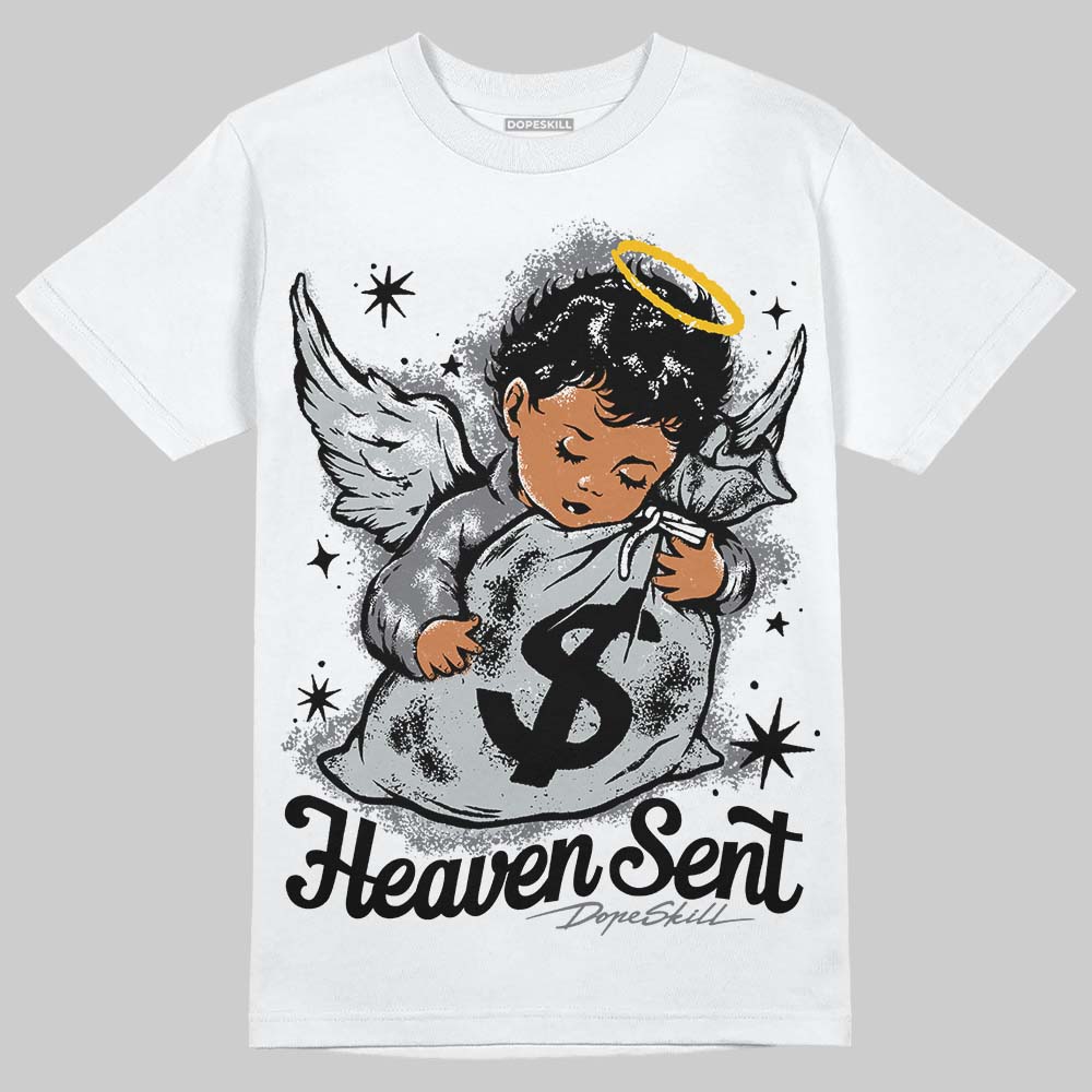 Jordan 12 Black Wolf Grey DopeSkill T-Shirt Heaven Sent Graphic Streetwear - White